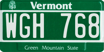 VT license plate WGH768