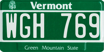 VT license plate WGH769