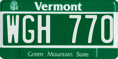 VT license plate WGH770