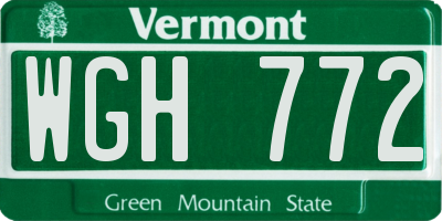 VT license plate WGH772