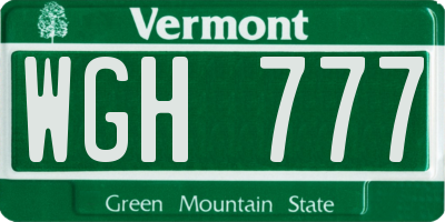 VT license plate WGH777