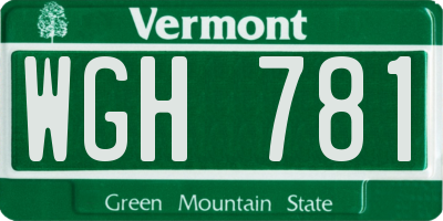 VT license plate WGH781