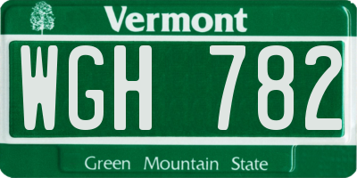 VT license plate WGH782