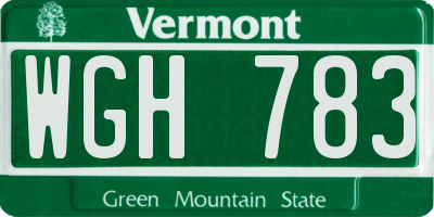 VT license plate WGH783