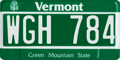 VT license plate WGH784