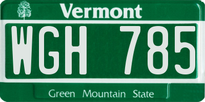 VT license plate WGH785