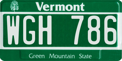 VT license plate WGH786