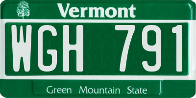 VT license plate WGH791