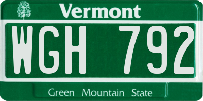 VT license plate WGH792