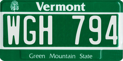 VT license plate WGH794