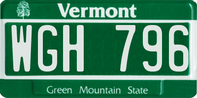 VT license plate WGH796