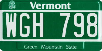 VT license plate WGH798