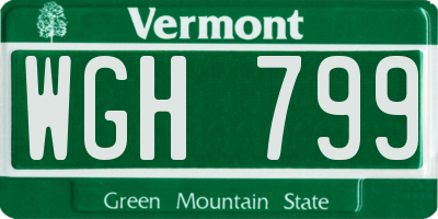 VT license plate WGH799