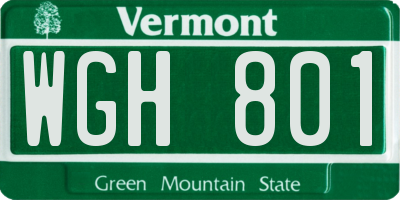 VT license plate WGH801