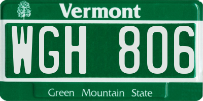 VT license plate WGH806