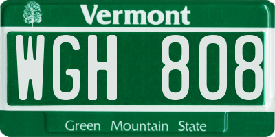VT license plate WGH808