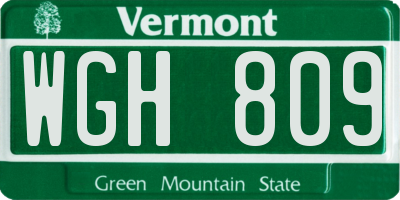 VT license plate WGH809