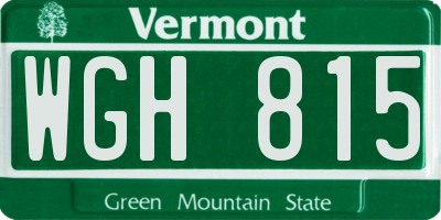 VT license plate WGH815