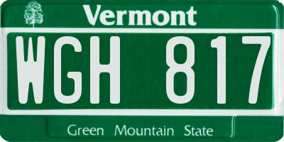 VT license plate WGH817