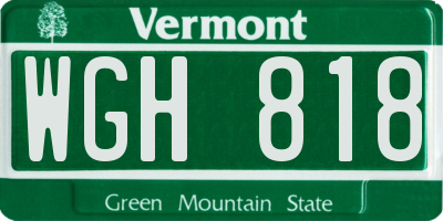 VT license plate WGH818