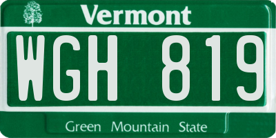 VT license plate WGH819