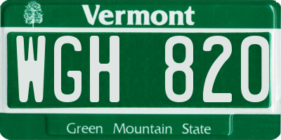 VT license plate WGH820