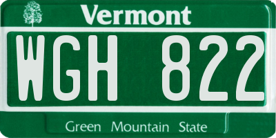 VT license plate WGH822