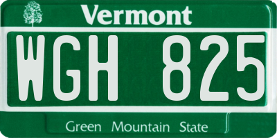 VT license plate WGH825