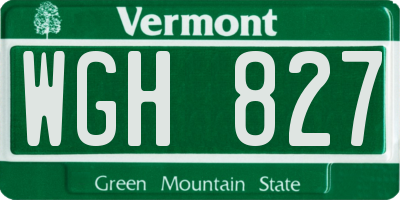 VT license plate WGH827