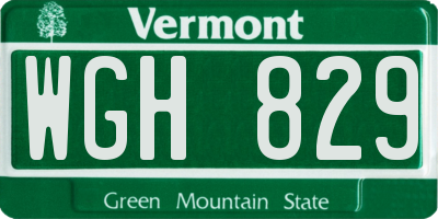 VT license plate WGH829