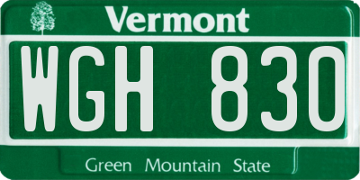 VT license plate WGH830