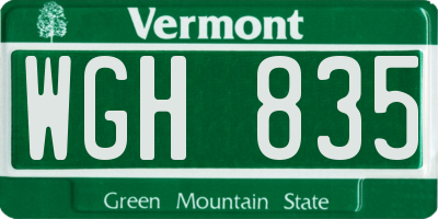 VT license plate WGH835