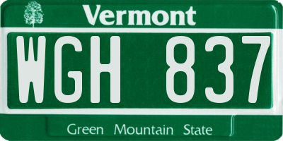 VT license plate WGH837