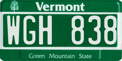 VT license plate WGH838