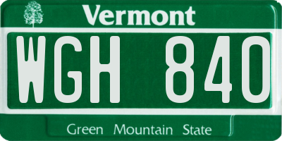 VT license plate WGH840