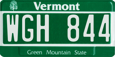 VT license plate WGH844