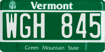 VT license plate WGH845