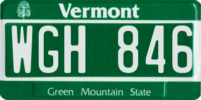 VT license plate WGH846