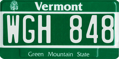 VT license plate WGH848