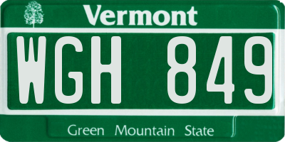VT license plate WGH849
