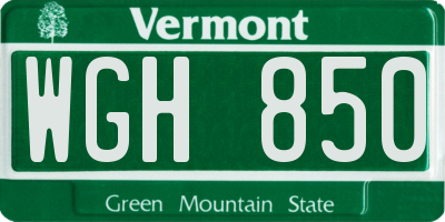 VT license plate WGH850