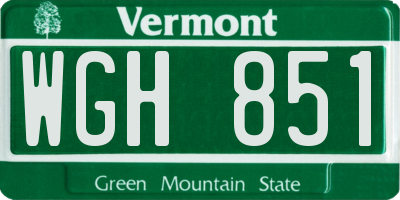 VT license plate WGH851