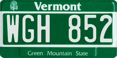 VT license plate WGH852