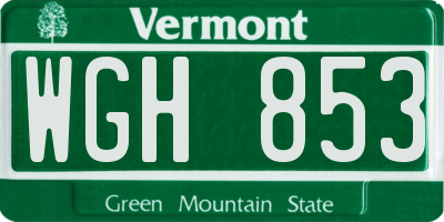 VT license plate WGH853