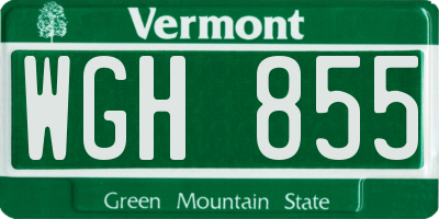 VT license plate WGH855