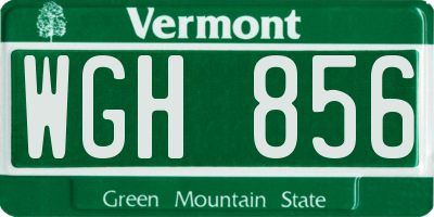VT license plate WGH856