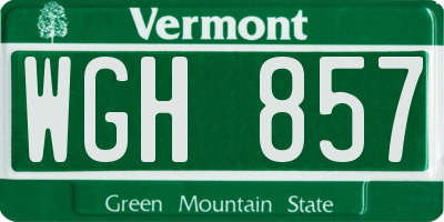 VT license plate WGH857