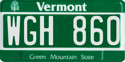 VT license plate WGH860