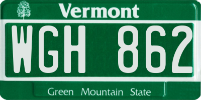 VT license plate WGH862