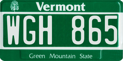 VT license plate WGH865